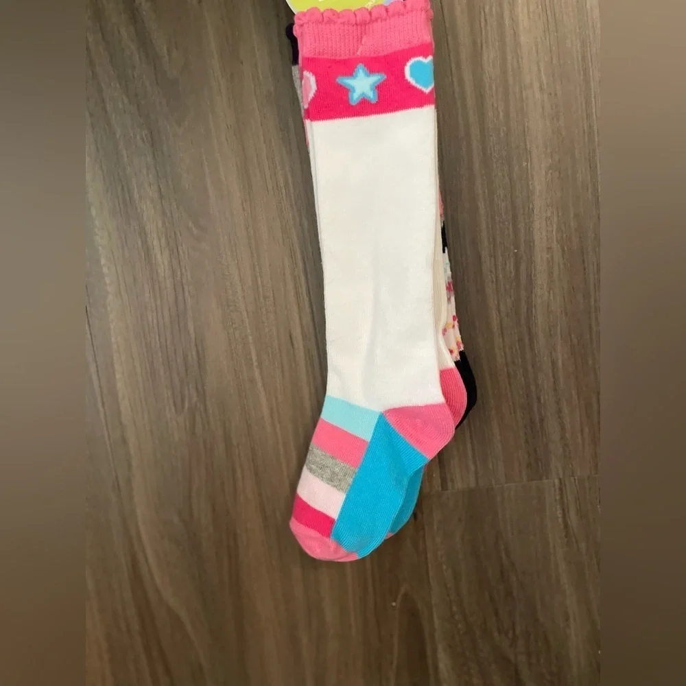 Jefferies Socks Pink Heart and Stripe Kids Socks size XS Shoe Size 6-11 NWT